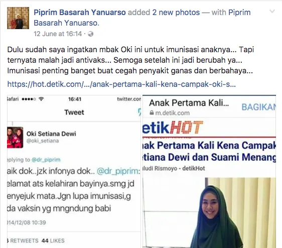 Dua Anak Oki Kena Campak. Isu Pro Vaksin dan Anti Vaksin Hangat Lagi! 6