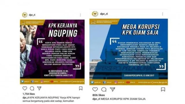 Panggung DPR Kembali Disorot. Kali Ini Gara-gara Unggahan di Instagram Resminya yang Sindir KPK 5