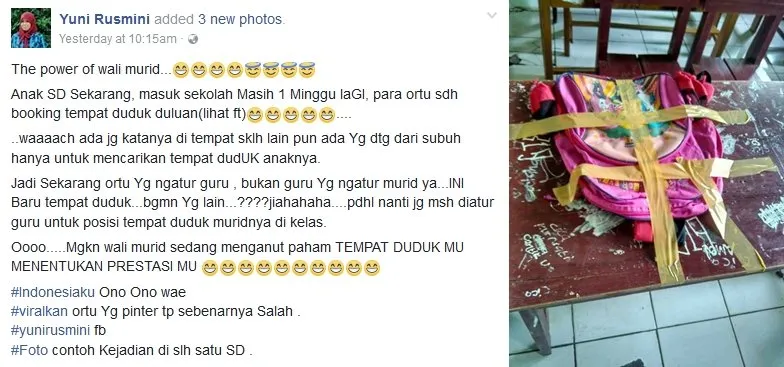 Sekolah Aja Belum Mulai, Tapi Orangtua Murid Udah Berebut Bangku, Sampai Tasnya Dipaku dan Dilakban