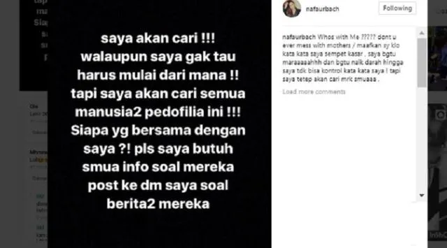 Putrinya Dapat Komen Online yang Tak Senonoh, Nafa Urbach Berjanji Berantas Pedofilia di Indonesia 5