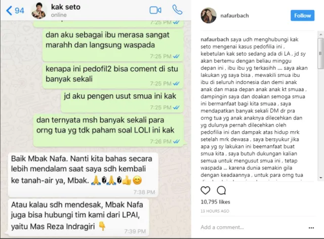 Putrinya Dapat Komen Online yang Tak Senonoh, Nafa Urbach Berjanji Berantas Pedofilia di Indonesia 7