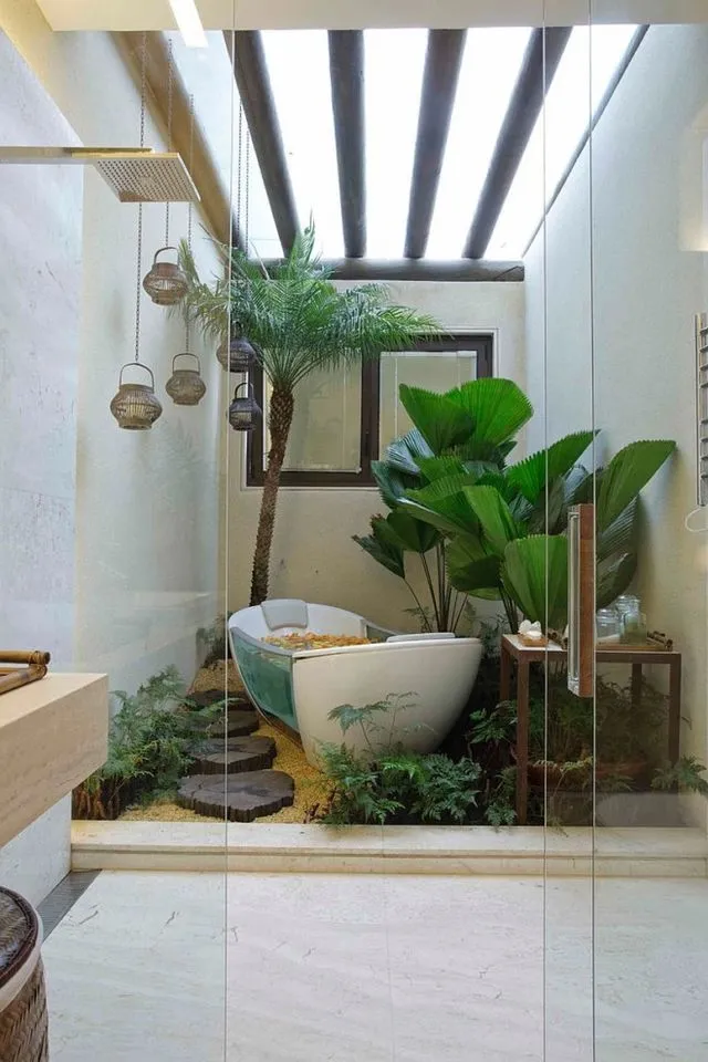 15 Inspirasi Desain Kamar Mandi Pedesaan Outdoor 30