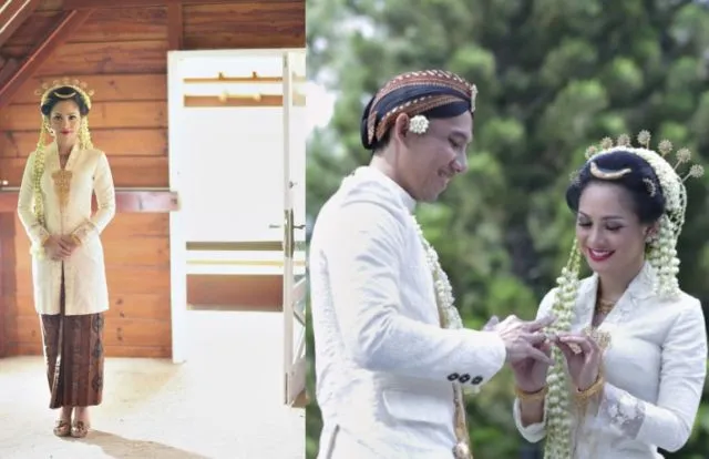 19+ Inspirasi Model Kebaya Akad Nikah Putih Simple 22