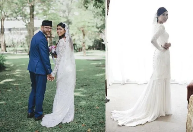 19+ Inspirasi Model Kebaya Akad Nikah Putih Simple 40