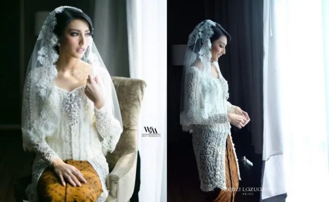 19+ Inspirasi Model Kebaya Akad Nikah Putih Simple 38