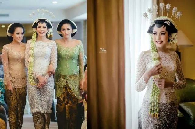 19+ Inspirasi Model Kebaya Akad Nikah Putih Simple 26