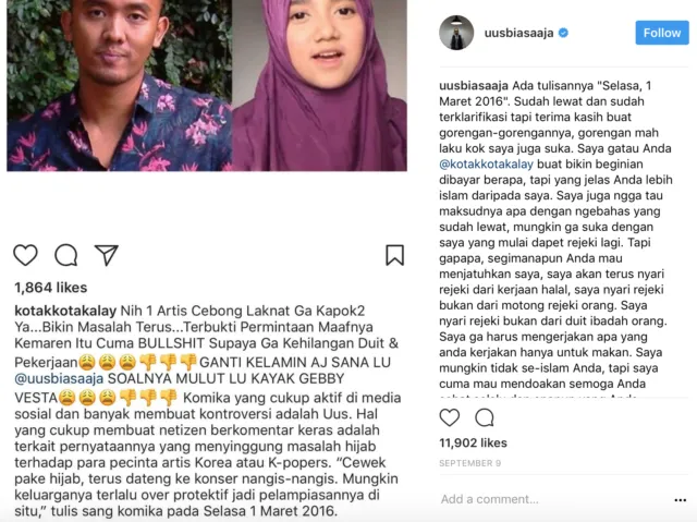 Jadi Korban Oknum Penyebar Kebencian, Uus Dibilang Lebih Pilih Nonton Miyabi Ketimbang Film G30S/PKI 6