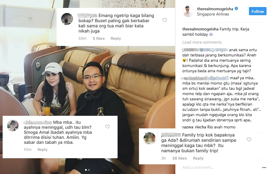Di Tengah Duka Karena Kepergian Sang Ayah, Momo Geisha Dihujani Nyinyiran Warganet di Instagram