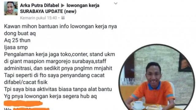 Seorang Difabel Dapat Kerja Setelah Unggah Kiriman di Facebook. Bukti Warganet Masih Ada yang Peduli 6