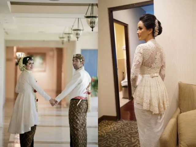 19+ Inspirasi Model Kebaya Akad Nikah Putih Simple 33
