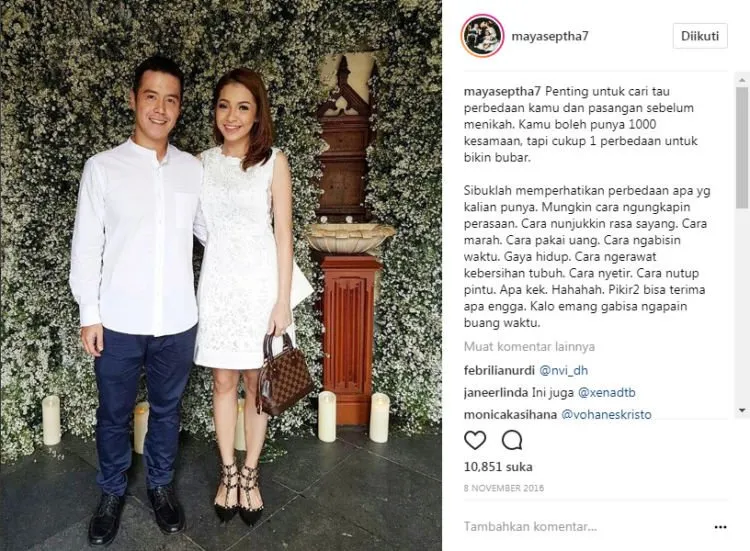 7 Caption Instagram Inspiratif Ala Maya Septha. Dari Soal Seks Pranikah, Memilih Suami, Hingga Masalah Uang! 12