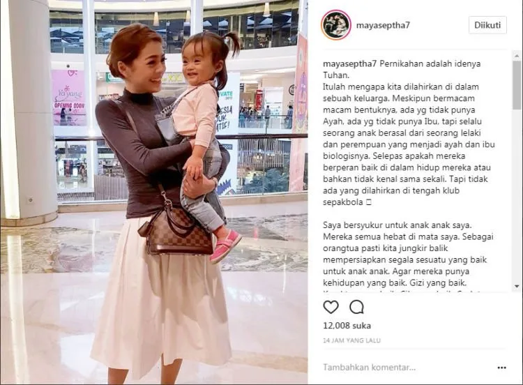 7 Caption Instagram Inspiratif Ala Maya Septha. Dari Soal Seks Pranikah, Memilih Suami, Hingga Masalah Uang! 14