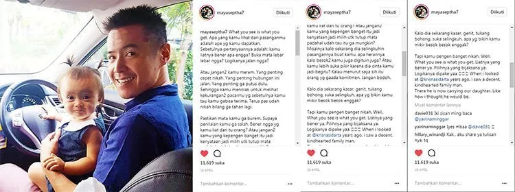 7 Caption Instagram Inspiratif Ala Maya Septha. Dari Soal Seks Pranikah, Memilih Suami, Hingga Masalah Uang! 10