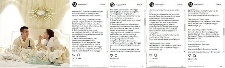7 Caption Instagram Inspiratif Ala Maya Septha. Dari Soal Seks Pranikah, Memilih Suami, Hingga Masalah Uang! 11