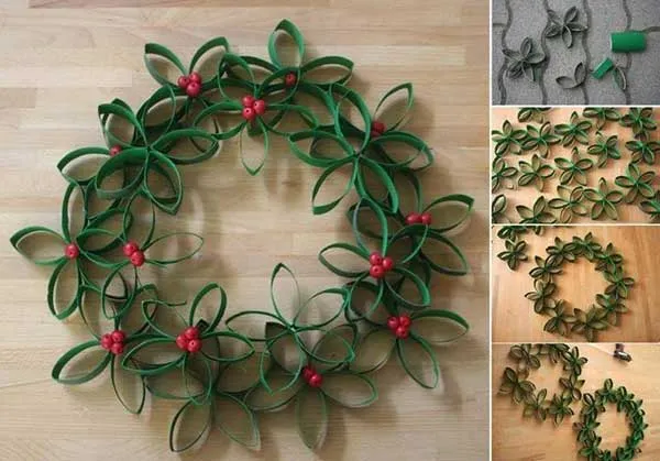 Inspirasi DIY Christmas Wreath Unik nan Cantik Menggunakan Bahan Daur Ulang. Bikin di Rumah Yuk! 15