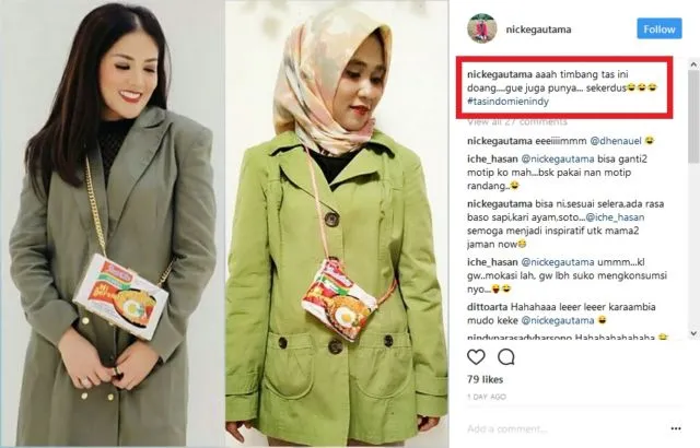 Nindy Ayunda Pakai Tas dengan Bungkus Mi Instan, Warganet Ramai-Ramai Ikuti Tren Unik Ini. Mau Coba? 18
