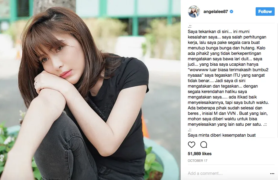 Belajar dari Angela Lee: Kamu Nggak Akan Pernah Merasa Puas Ketika Uang Sudah Membutakan. Bahaya Loh!