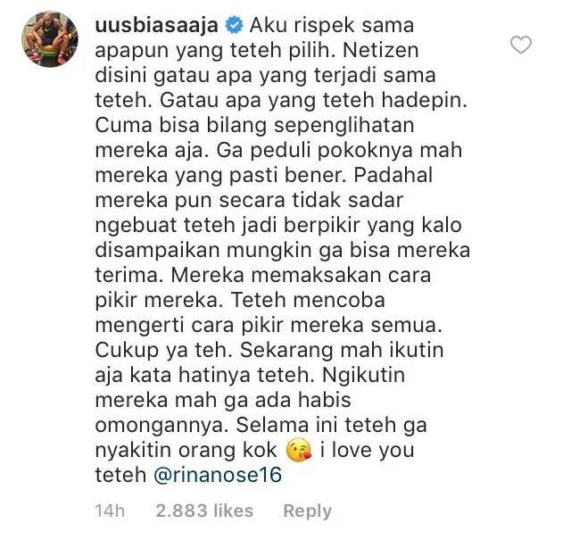 Belain Keputusan Rina Nose yang Lepas Jilbab, Uus Juga Kena Ceramah Warganet. Jadi Serba Salah Deh! 6