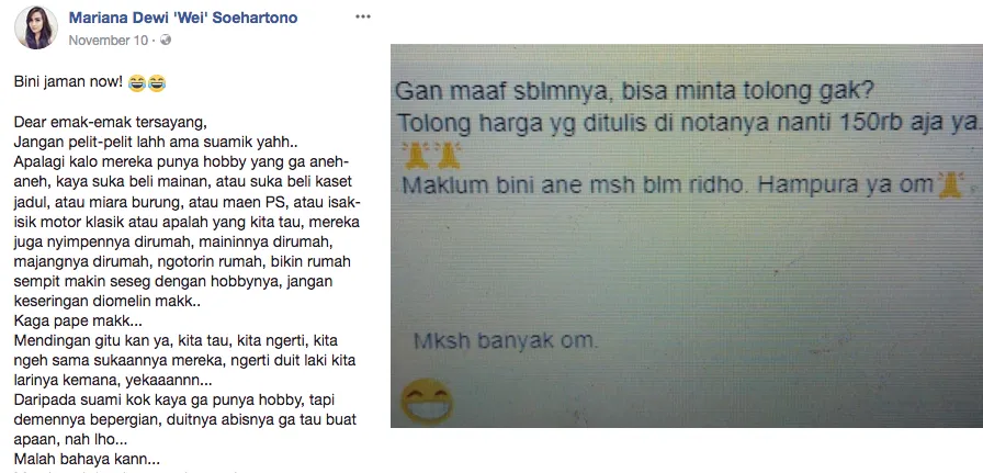 Bikin Status Soal Istri yang Seharusnya Nggak Melarang Hobi Suami, Cewek Ini Didukung Ribuan Warganet
