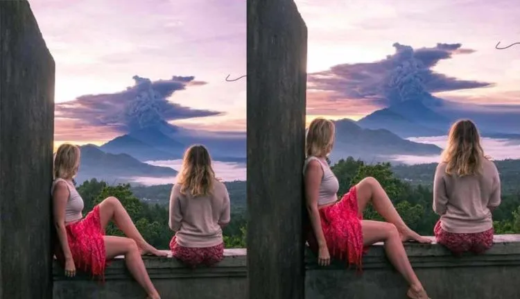 Turis di Bali Berpose dengan Letusan Gunung Agung. Bukti Kalau Bencana Tak Perlu Ditakuti Berlebihan! 5