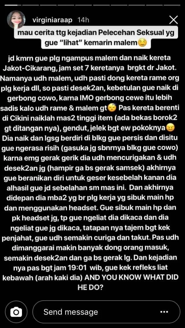 Penjahat Kelamin Semakin Merajalela, Cewek Ini Jadi Saksi Saat Pelaku Beraksi di KRL 8