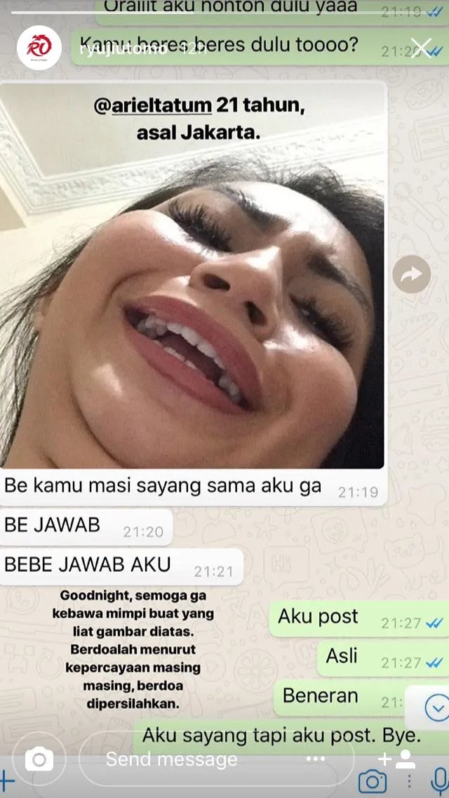 Berbalas Instastories, Ternyata Gaya Pacaran Ariel Tatum-Ryuji Utomo Nggak Beda dengan Kita. Kocak! 4