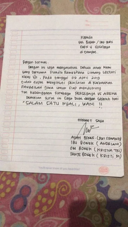 Nostalgia Surat Izin Nggak Masuk Sekolah yang Kelewat Jujur 21
