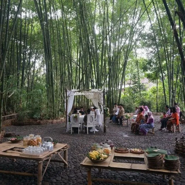 Sensasi Akad & Resepsi di Tengah Kebun Bambu, Terasa Sekali Nuansa Alaminya yang Tradisional dan Guyub 17