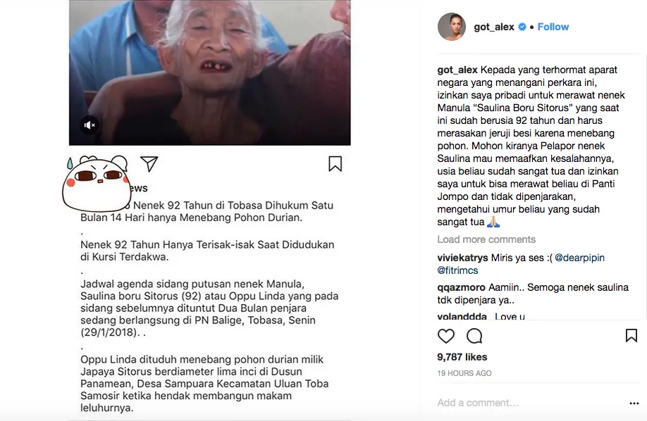 Sedih Dengar Kabar Nenek Dipenjara Karena Tebang Pohon, Alexandra Gottardo Mohon Pelapor Memaafkan 5