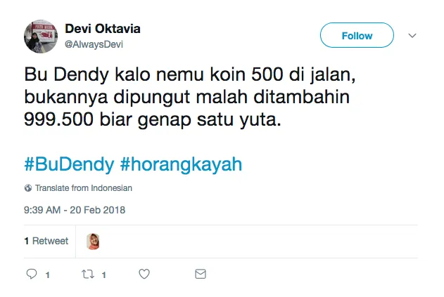 Dari yang Kocak sampai Bijak, Inilah 14+ Kicauan Warganet soal Bu Dendy yang 'Sawer' Pelakor Pakai Duit 20