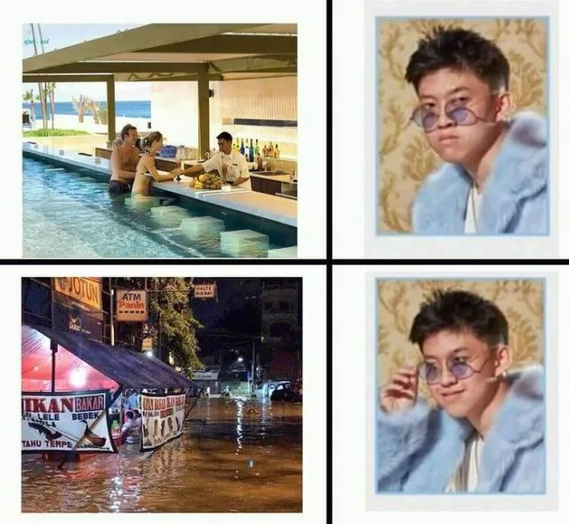 Masih Hangat, Foto Ipunk Makan Pecel Lele Saat Banjir Jakarta Dibikin Meme. Duh, Kreatif Abis! 21