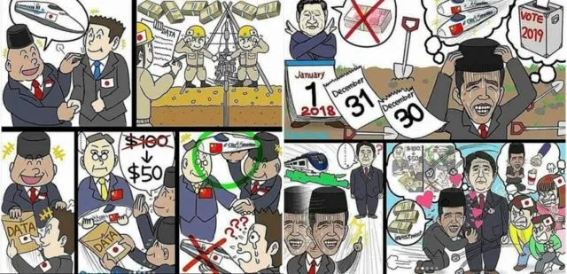 Kartunis Jepang Sindir Jokowi Lewat Komik. Presiden RI Digambarkan 'Mengemis' di Depan PM Jepang 6