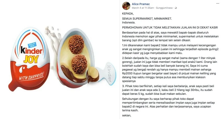 Anaknya Tantrum Minta Beli, sang Ayah Bikin Surat Terbuka Biar Nggak Menaruh Produk Ini Dekat Kasir 6