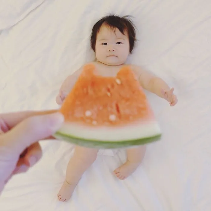 Bisa Ditiru nih, 12 Outfit dari Makanan buat Pemotretan Bayi. Hemat dan Hasilnya Lucu Banget! 23