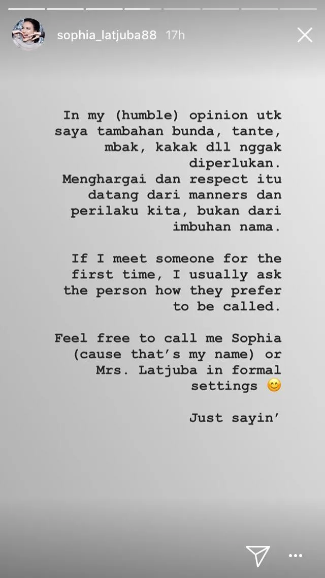 Sophia Latjuba Enggan Dipanggil Bunda atau Tante. Karena Katanya, Menghargai Nggak Begitu Caranya 5