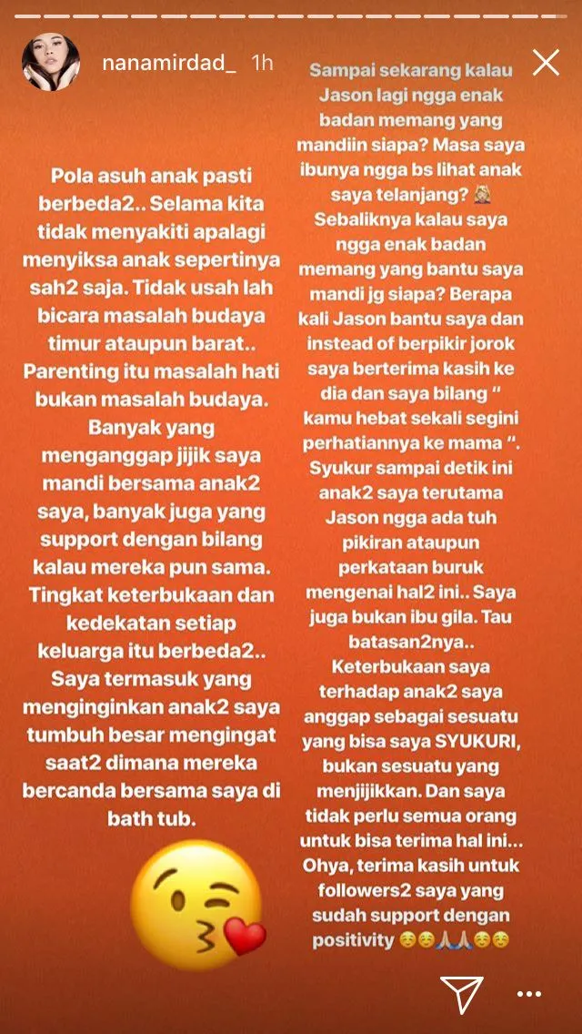 Dicibiri Karena Unggah Foto Bertiga dengan Anak di Bathtub, Nana Mirdad Didukung Banyak Warganet 8