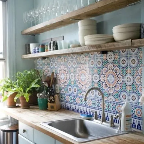 11 Inspirasi Keramik Dapur yang Dipasang di Dinding. Motifnya Artistik! 15 keramik dapur cantik