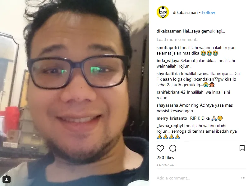Berita Duka: Dika, Bassist Kerispatih Meninggal Dunia. Padahal 4 Hari Lalu Baru Saja Unggah Wajah yang Ceria 5