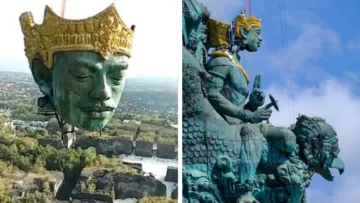 Patung GWK di Bali Sudah Hampir Jadi. Begini Rekaman Pemasangan Kepala Patung Seberat 4 Ton Ini!