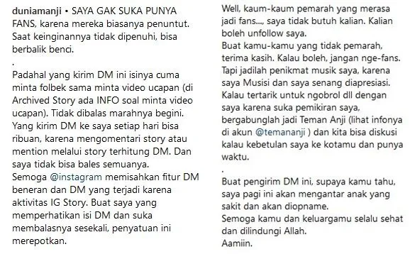 Fenomena Fans Zaman Now yang Mudah Baper dan Respons Anji terhadap DM yang Bilang Dia Belagu 7