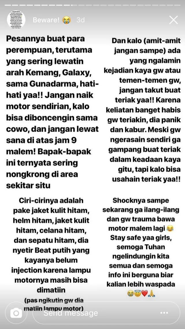 Berbagi Cerita Soal Bapak-Bapak Mesum di Jalan, IG Stories Gadis ini Menguak Banyak Kejadian Serupa 23