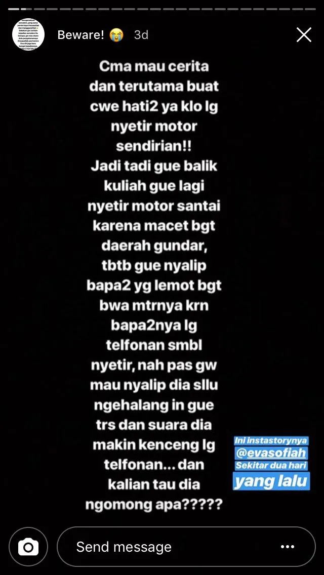 Berbagi Cerita Soal Bapak-Bapak Mesum di Jalan, IG Stories Gadis ini Menguak Banyak Kejadian Serupa 15