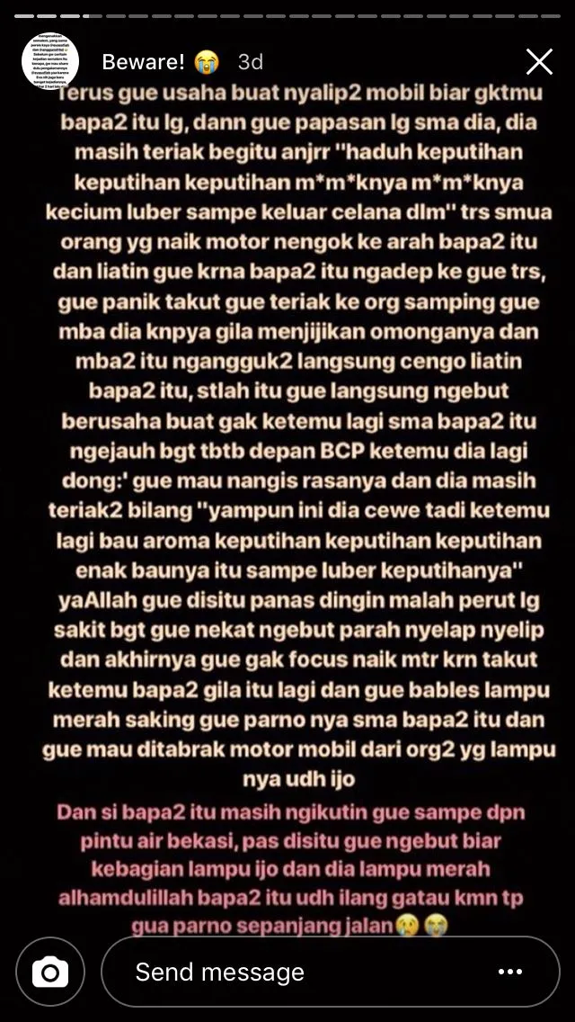 Berbagi Cerita Soal Bapak-Bapak Mesum di Jalan, IG Stories Gadis ini Menguak Banyak Kejadian Serupa 17