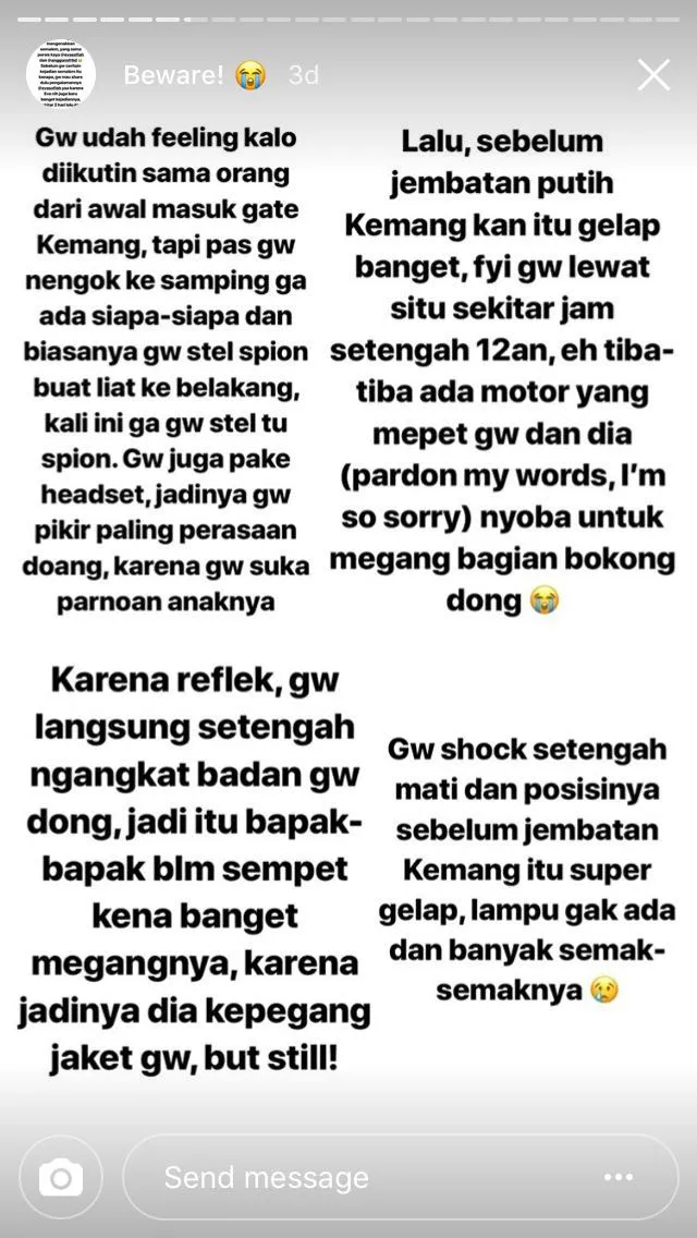 Berbagi Cerita Soal Bapak-Bapak Mesum di Jalan, IG Stories Gadis ini Menguak Banyak Kejadian Serupa 20