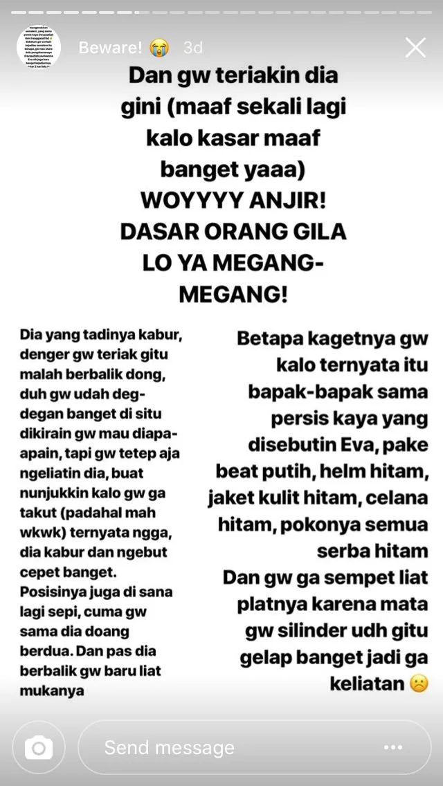 Berbagi Cerita Soal Bapak-Bapak Mesum di Jalan, IG Stories Gadis ini Menguak Banyak Kejadian Serupa 21