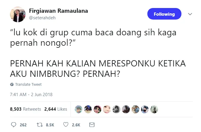 13 Curhatan Orang yang Ikut Ngobrol di Grup WA, Tapi Dicuekin. Definisi dari Sakit Nggak Berdarah nih~ 14
