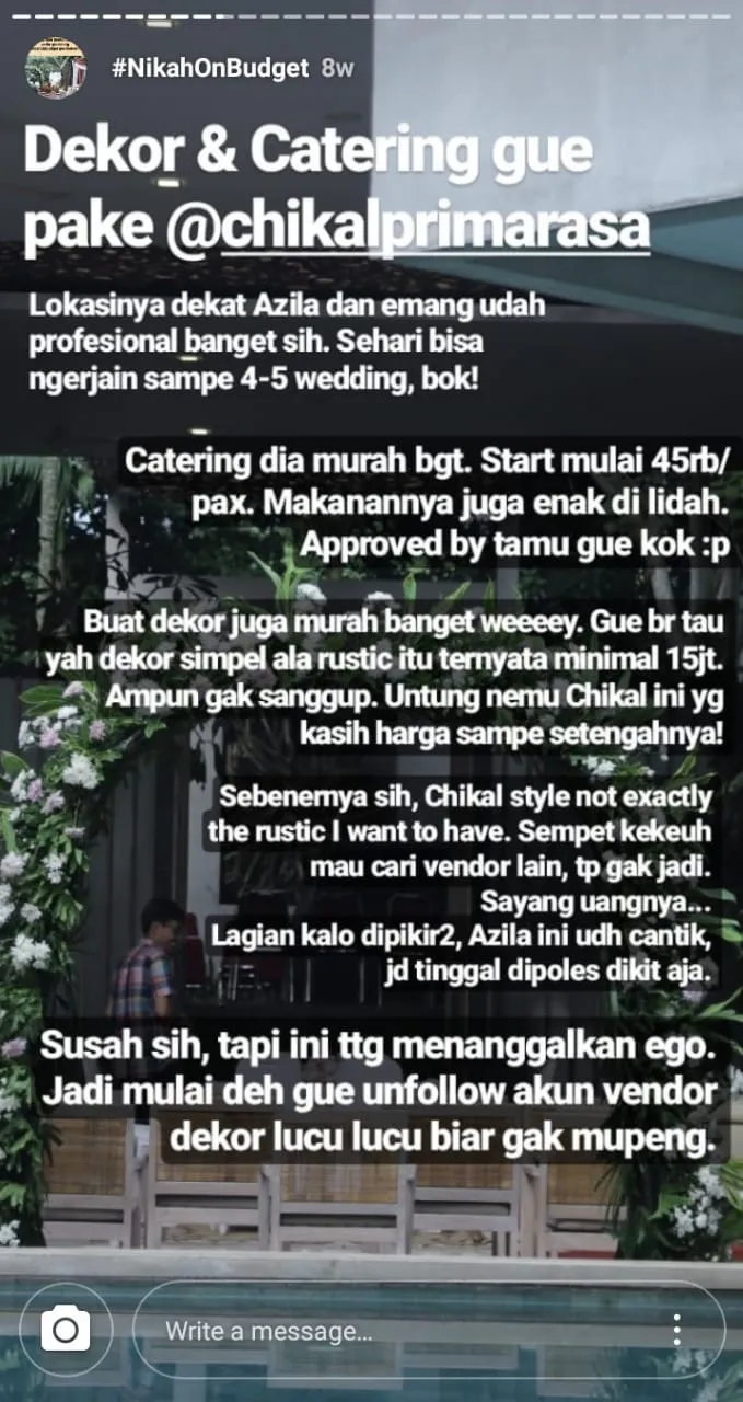 Inspirasi Perencanaan Nikah On Budget Ala Julia Jasmine. Pantas Saja Viral, Jadi Hemat Sih 30