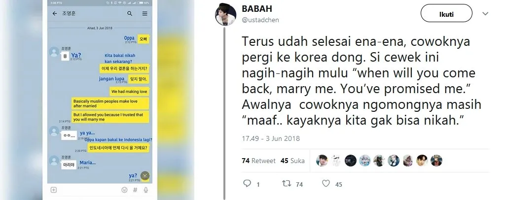 Janji Bakal Dinikahi Setelah Tidur Bareng Oppa Korea, Balasan yang Diterima Cewek ini Bikin Nyesek :( 12