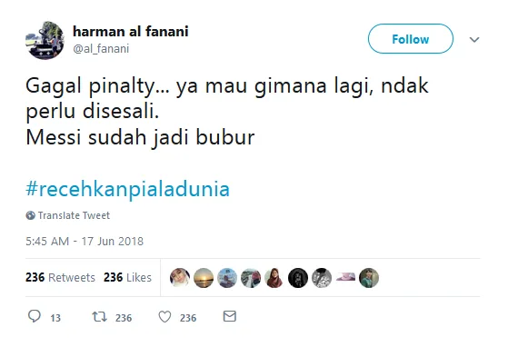 20 Tagar #RecehkanPialaDunia ini Mungkin Bisa Sedikit Obati Kecewa Karena Jagoanmu Kalah. Kocaklah~ 28