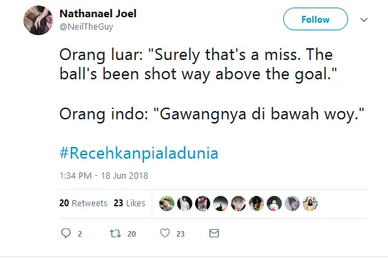 20 Tagar #RecehkanPialaDunia ini Mungkin Bisa Sedikit Obati Kecewa Karena Jagoanmu Kalah. Kocaklah~ 36